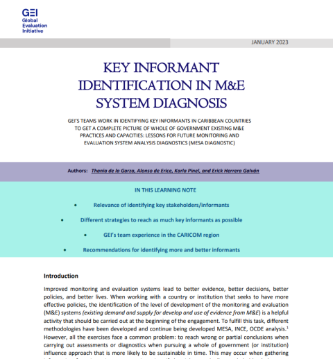 Key informant identification in M&E system diagnosis