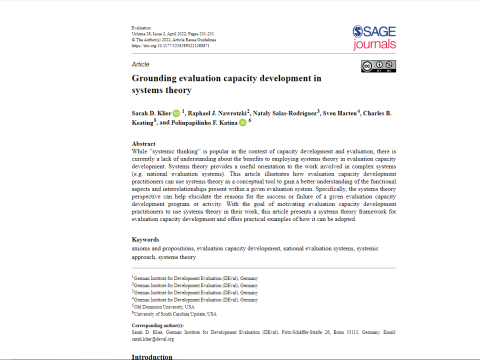 Grounding evaluation capacity development in systems theory