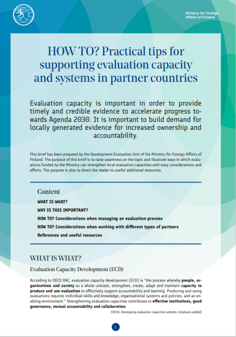 How to? Practical tips for supporting evaluation capacity and systems in partner countries